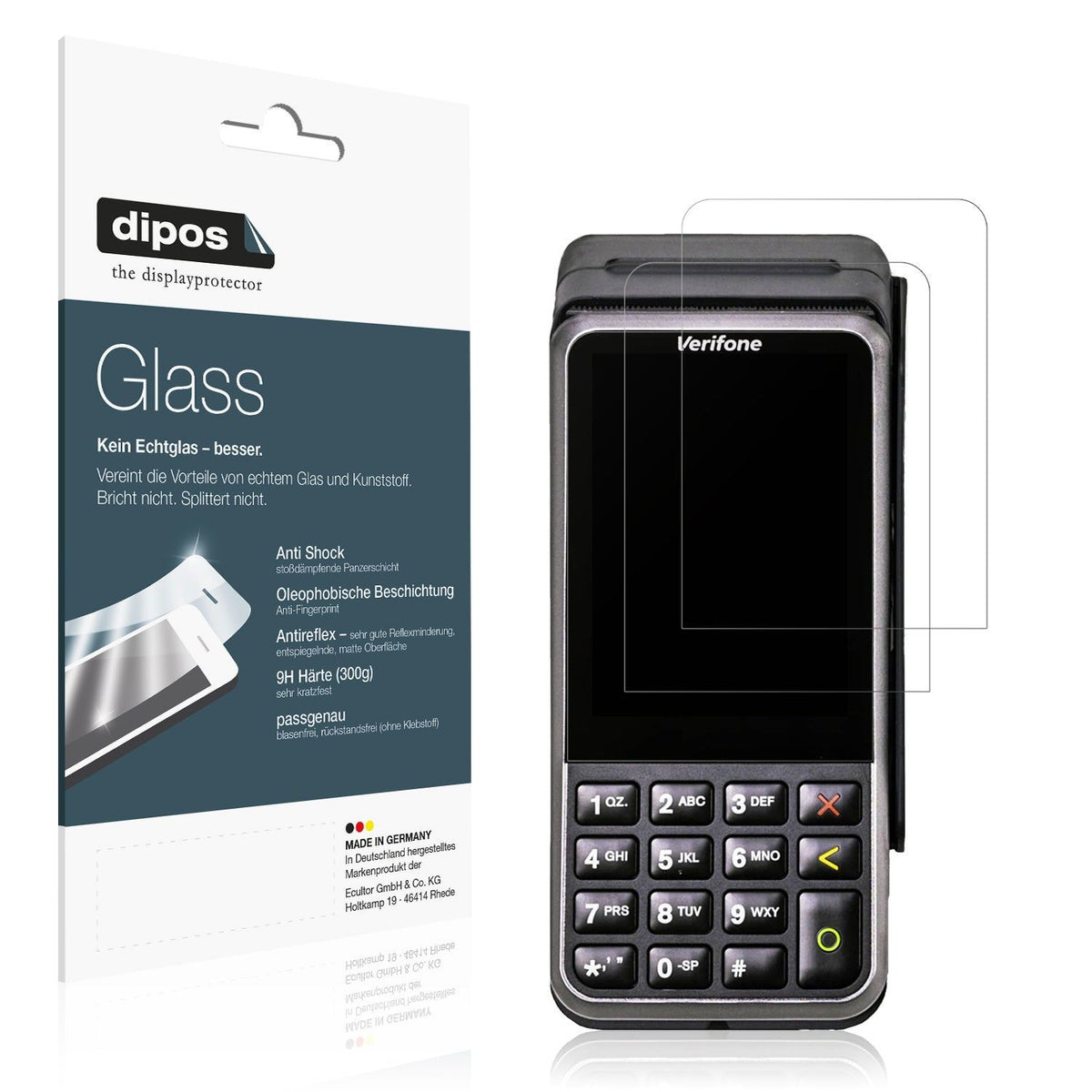 2x 9H Schutzfolie matt für Verifone V400m Panzerfolie
