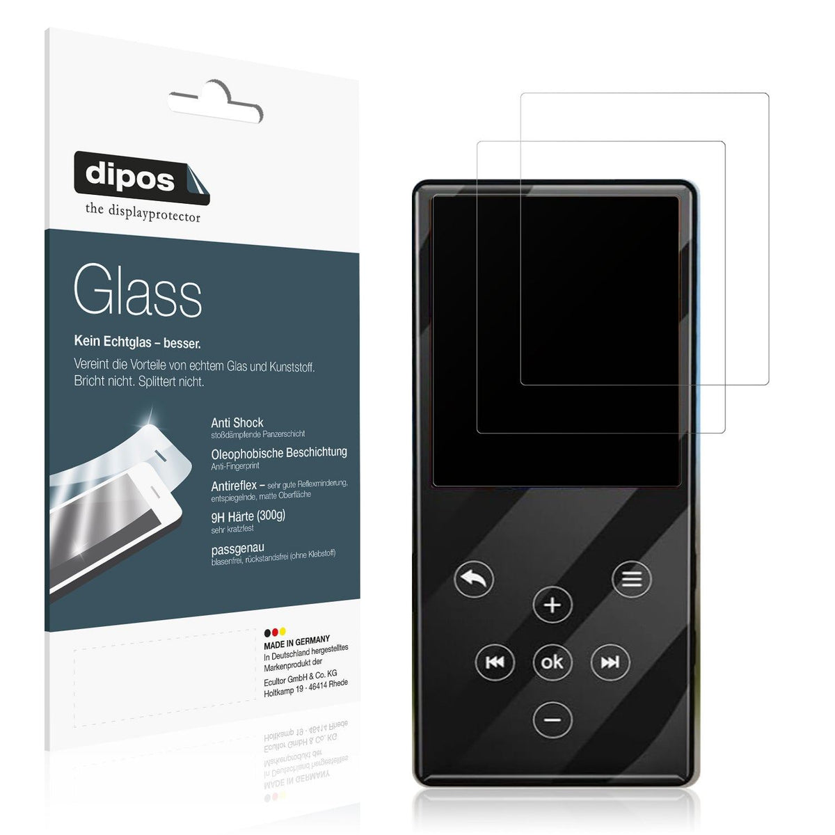2x 9H Schutzfolie matt für Gueray Q9 MP3-Player Panzerfolie