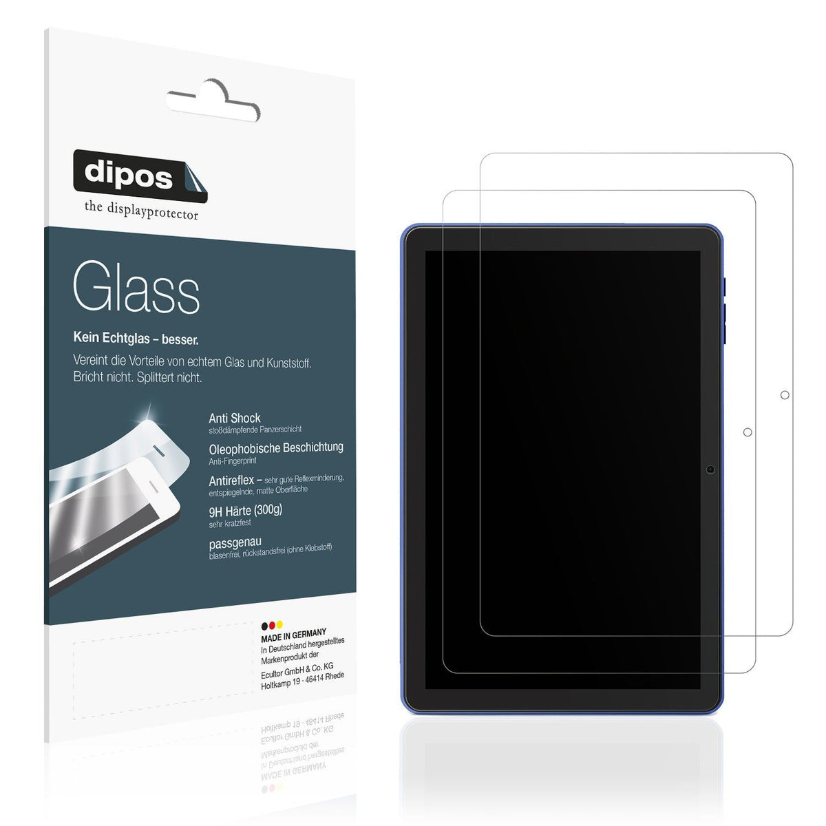 2x 9H Schutzfolie matt für Pritom 10 Zoll Tablet Panzerfolie