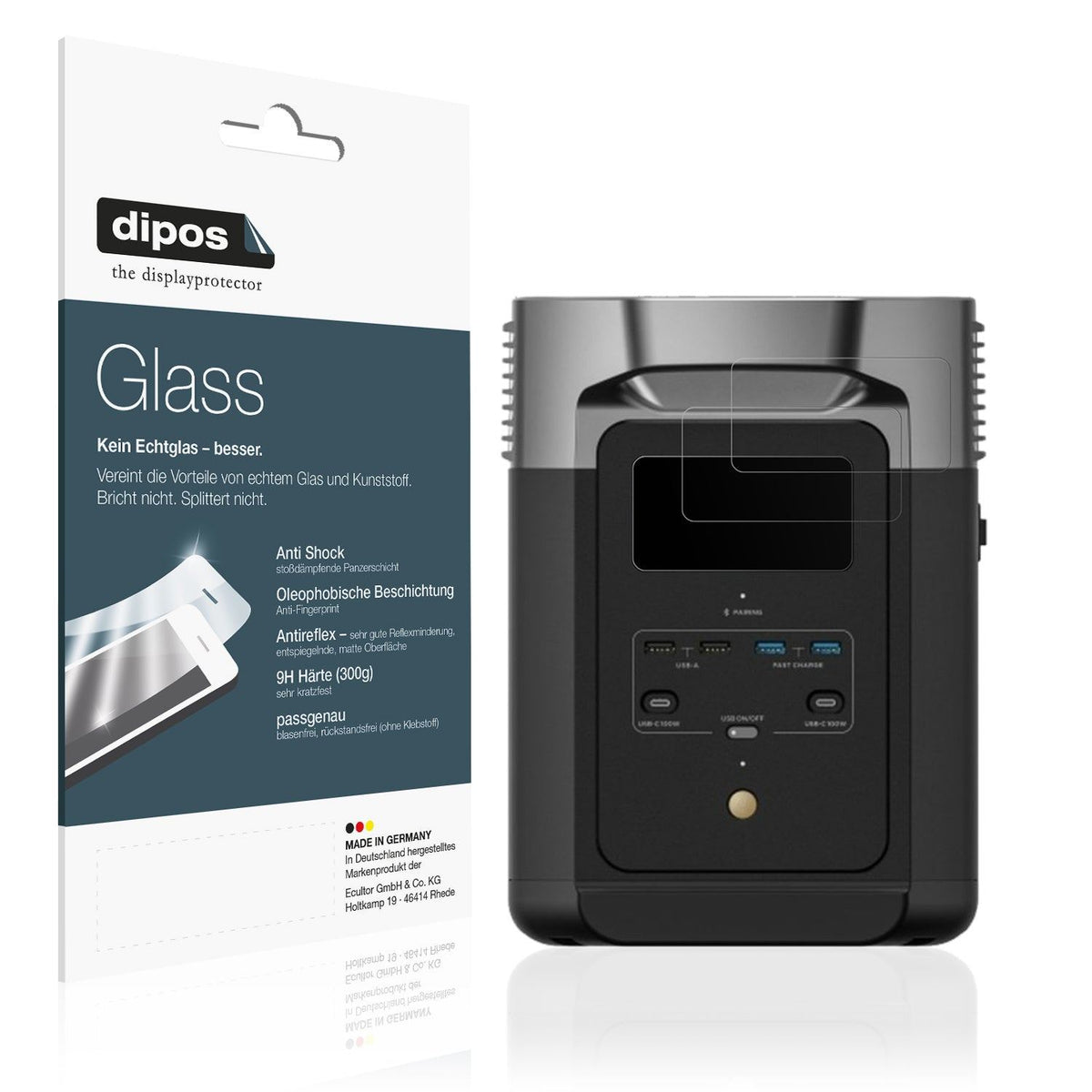 2x 9H Schutzfolie matt für EF Ecoflow Delta 2 Panzerfolie