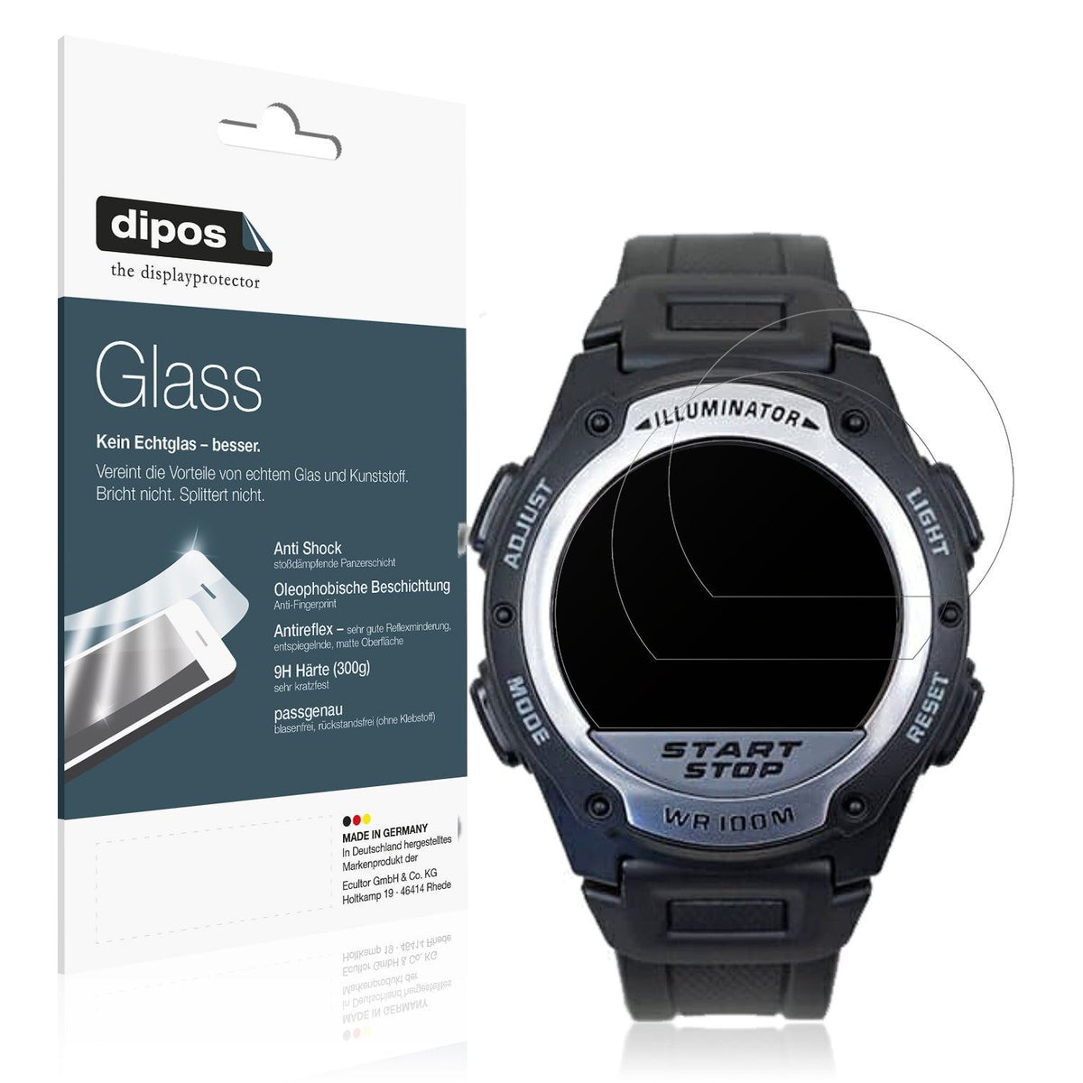 2x 9H Schutzfolie matt für Casio W-756 Panzerfolie