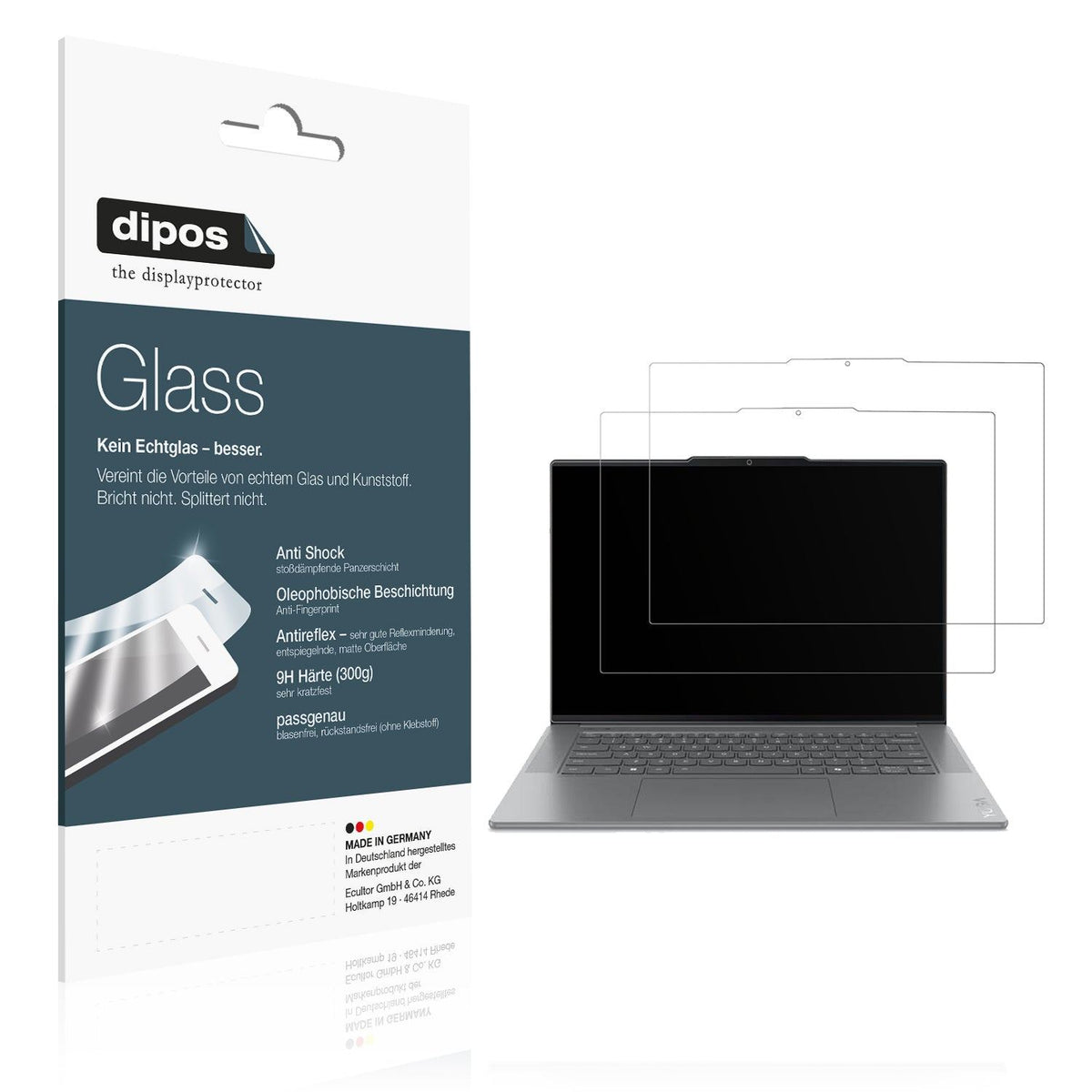 2x 9H Schutzfolie matt für Lenovo Yoga Slim 7 15ILL9 Panzerfolie
