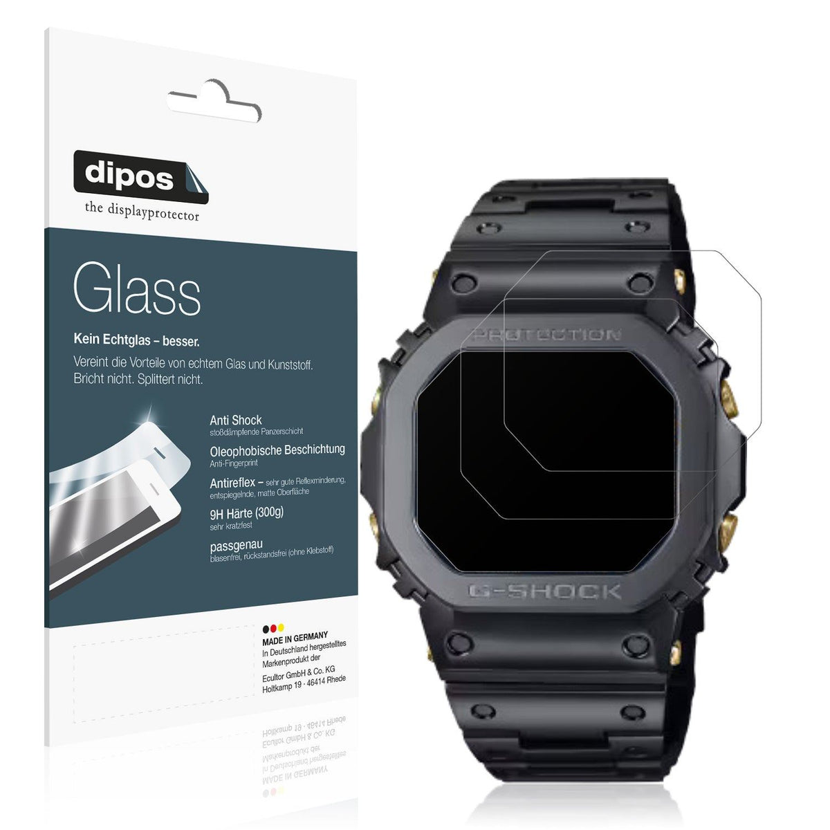2x 9H Schutzfolie matt für Casio W-216H-1AV Eckig Panzerfolie