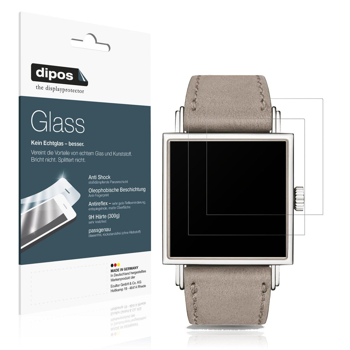 2x 9H Schutzfolie matt für NOMOS Glashütte Tetra 27 Panzerfolie
