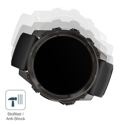 Schutz gegen Kratzer auf dem Garmin Fenix 8 51mm Glas durch Schlüssel, Stöße gegen die Tischkante oder Stürze