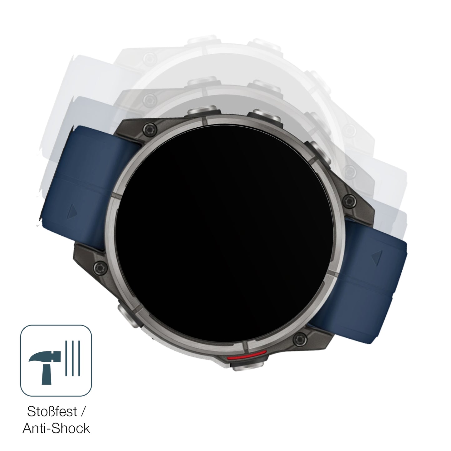 Schutz gegen Kratzer auf dem Garmin Quatix 8 47mm Glas durch Schlüssel, Stöße gegen die Tischkante oder Stürze