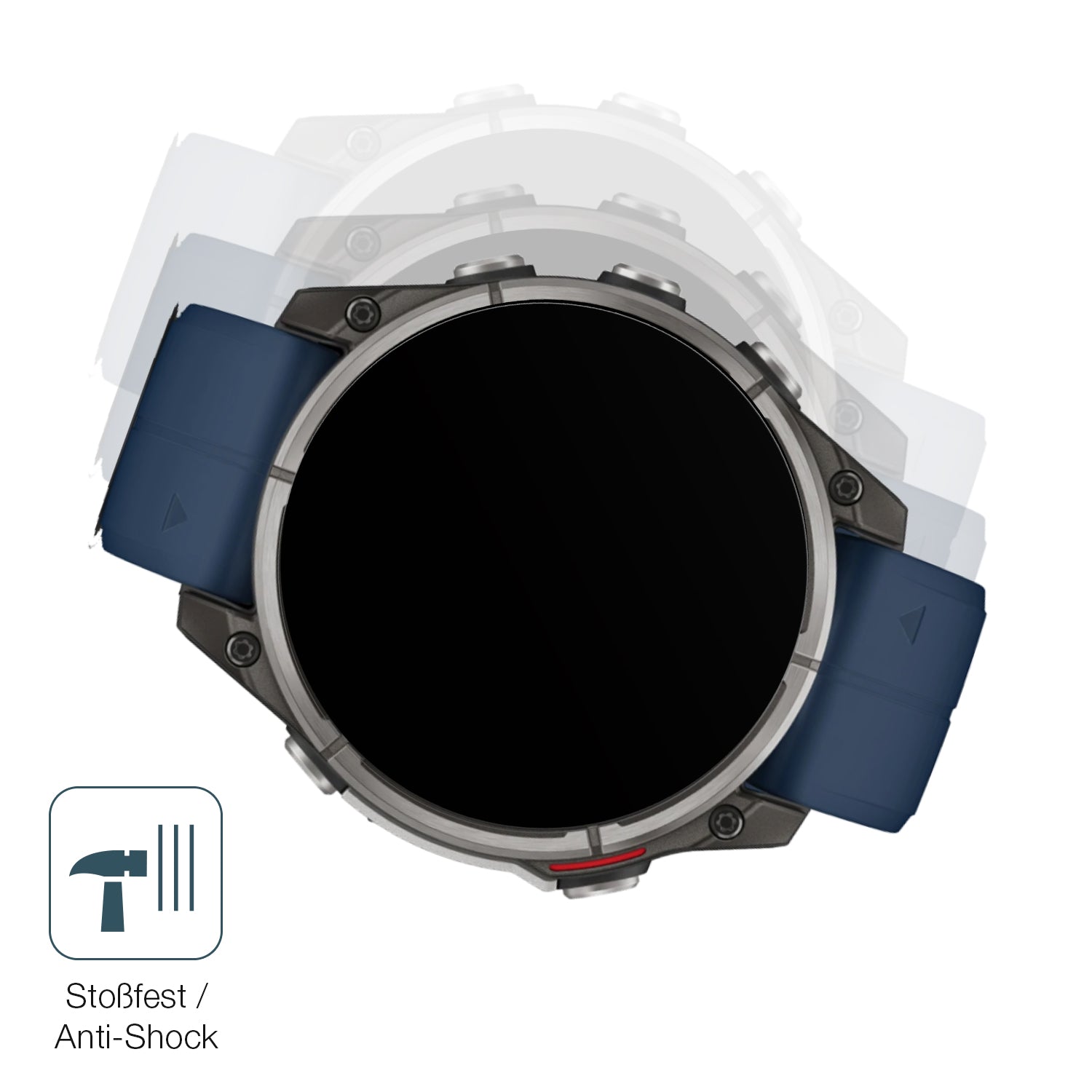 Schutz gegen Kratzer auf dem Garmin Quatix 8 47mm Glas durch Schlüssel, Stöße gegen die Tischkante oder Stürze