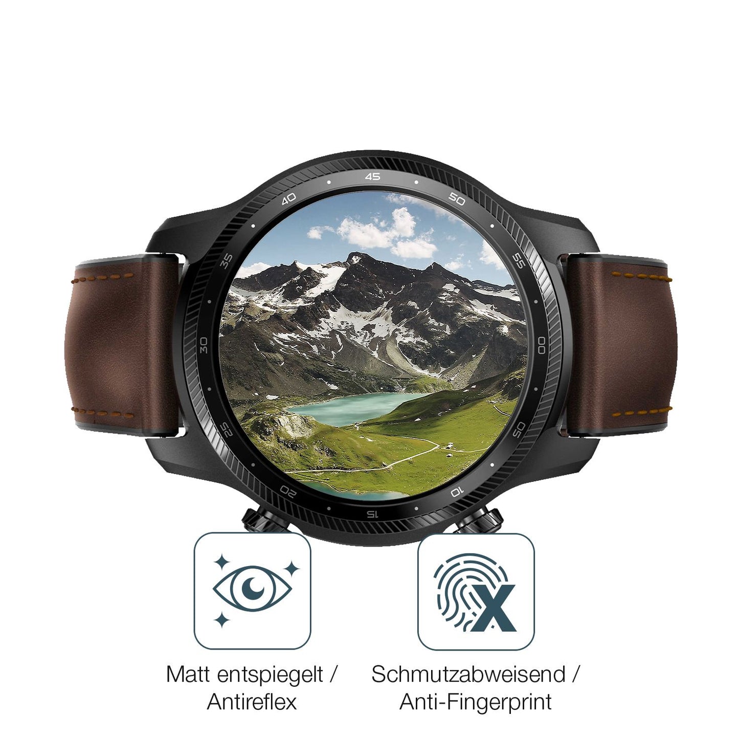 9H Hartbeschichtete, flexible Folie passend zugeschnitten für Ticwatch Pro 3 Ultra