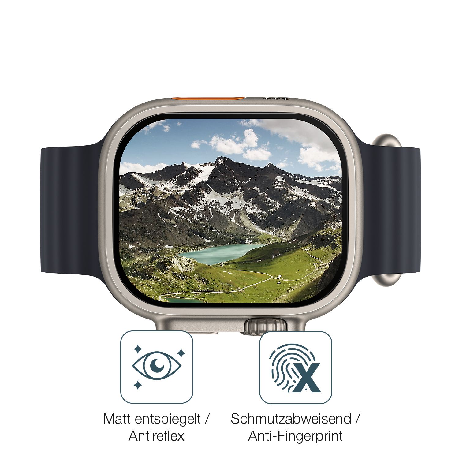 9H Hartbeschichtete, flexible Folie passend zugeschnitten für Apple Watch Ultra 3