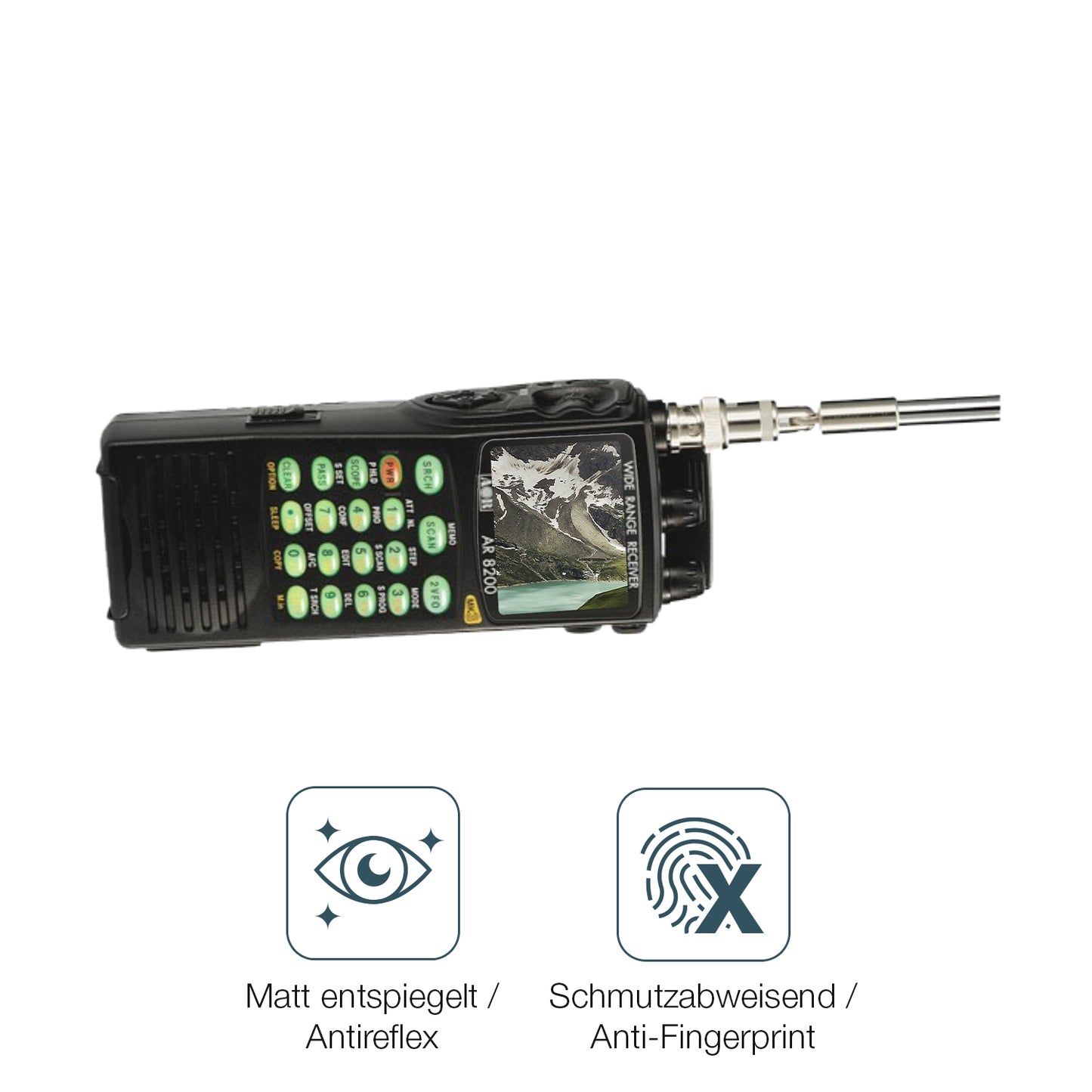 9H Hartbeschichtete, flexible Folie passend zugeschnitten für Aor AR-8200