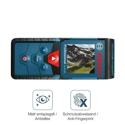 Schutz gegen Kratzer auf dem Bosch Professional Laser GLM 40 Glas durch Schlüssel oder Ähnliches