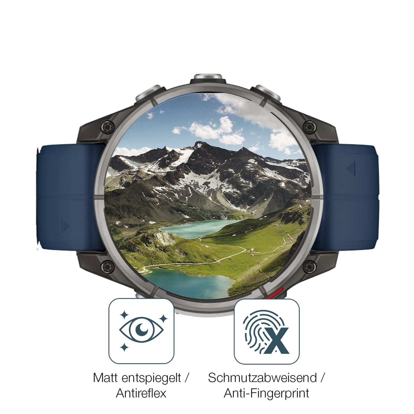 9H Hartbeschichtete, flexible Folie passend zugeschnitten für Garmin Quatix 8 47mm