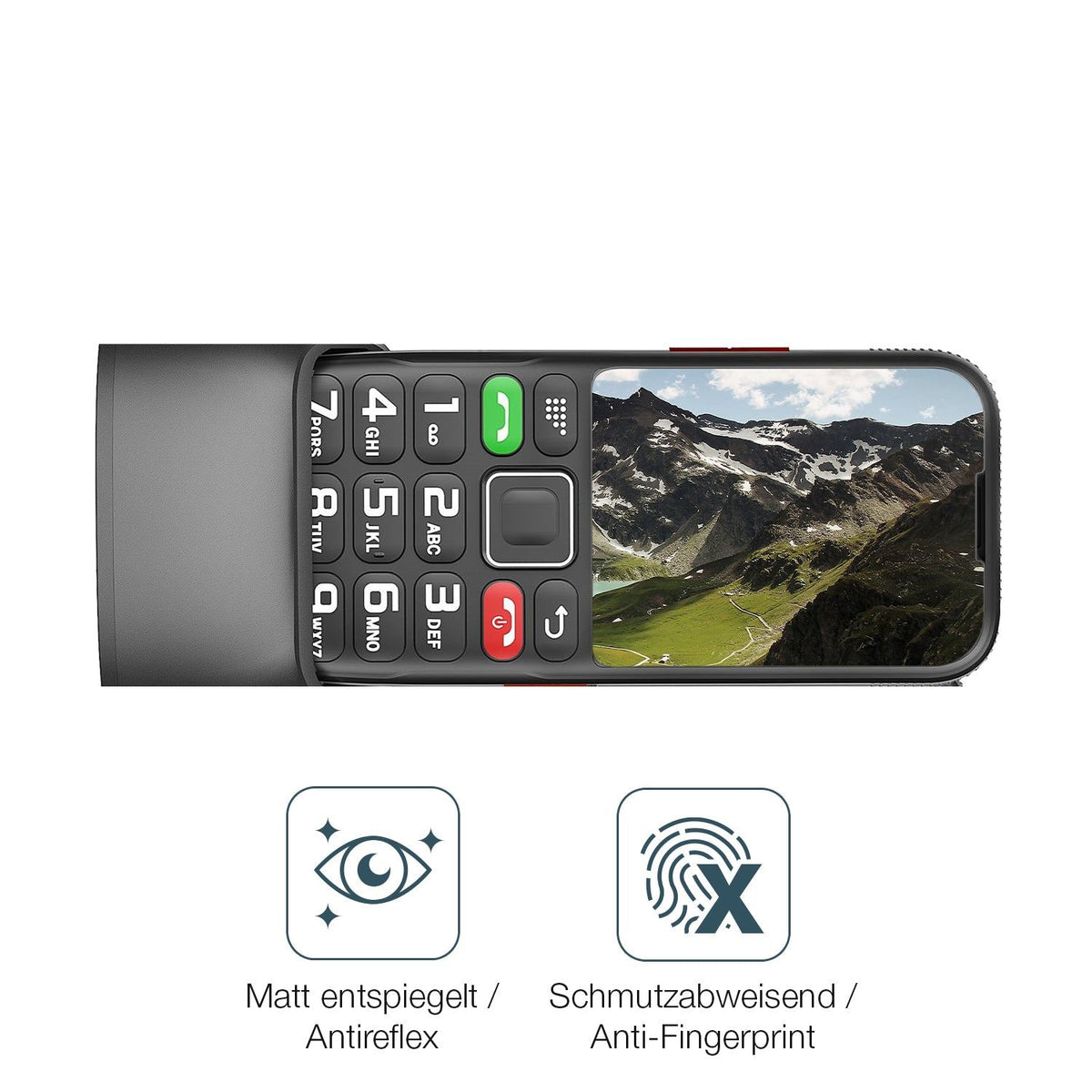 2x 9H Schutzfolie matt für Brisum F22 Seniorenhandy Panzerfolie