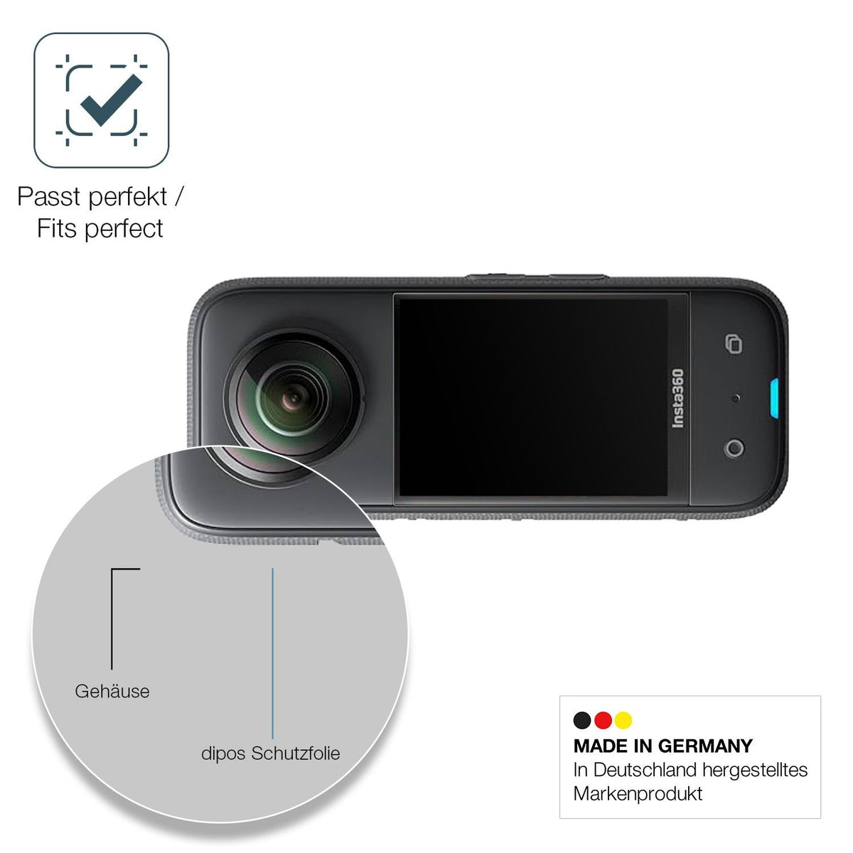 2x 9H Schutzfolie matt für Akaso 360 Grad Action Cam Panzerfolie