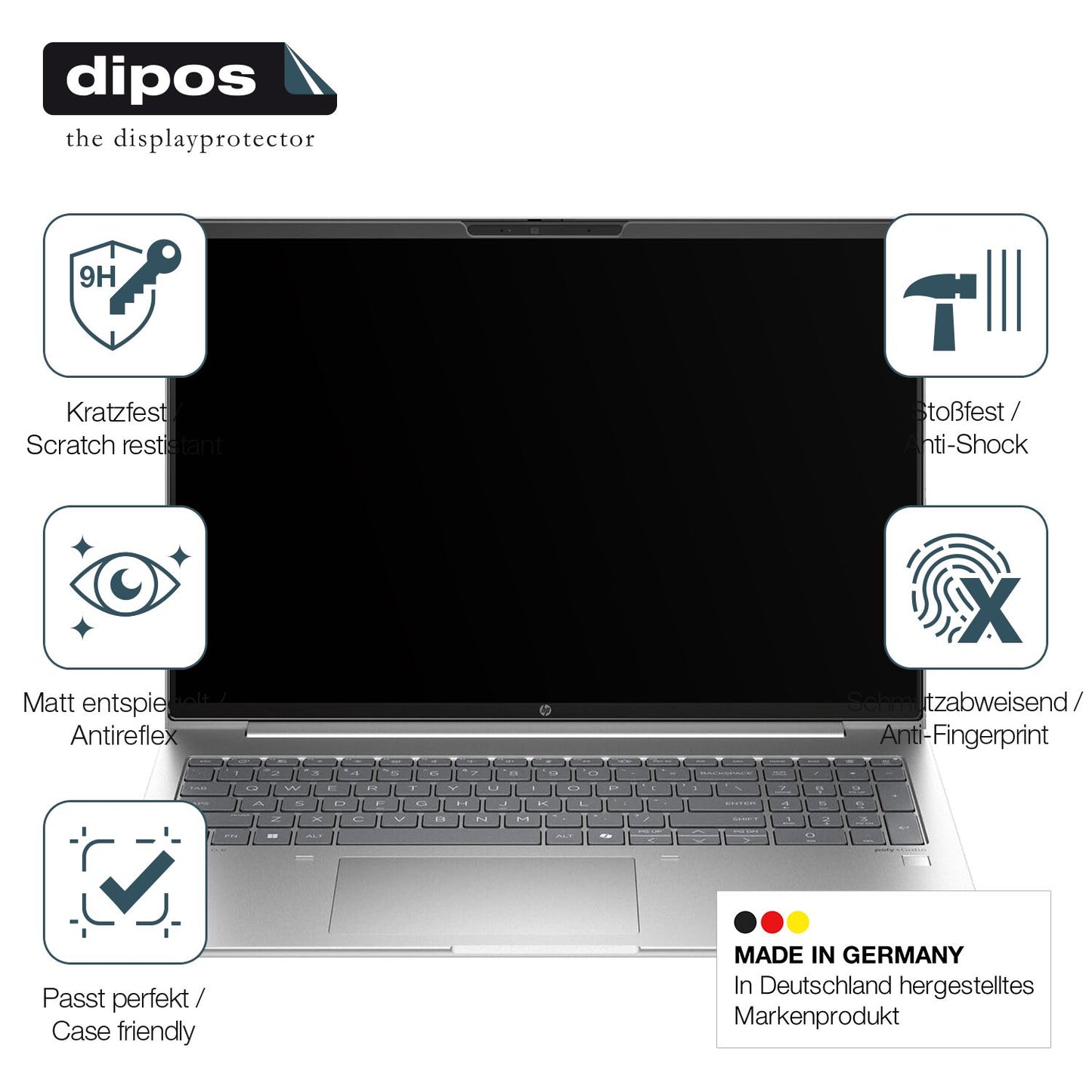 2x 9H Schutzfolie matt für HP ProBook 460 G11 16 Zoll Panzerfolie