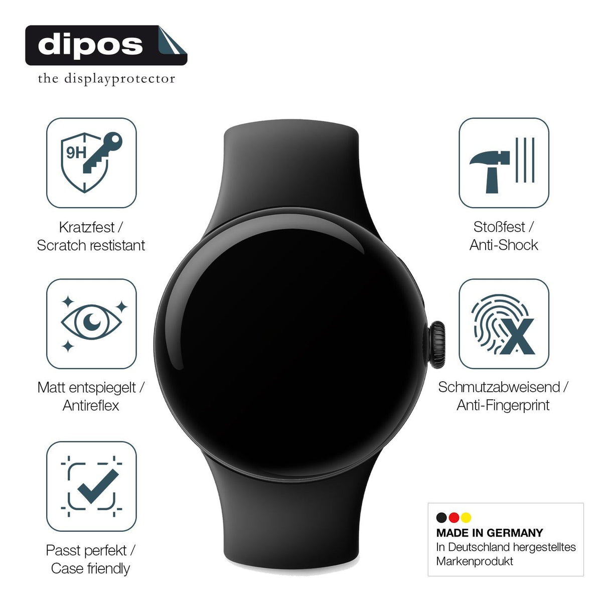 2x 9H Schutzfolie matt für Google Pixel Watch 1 Panzerfolie