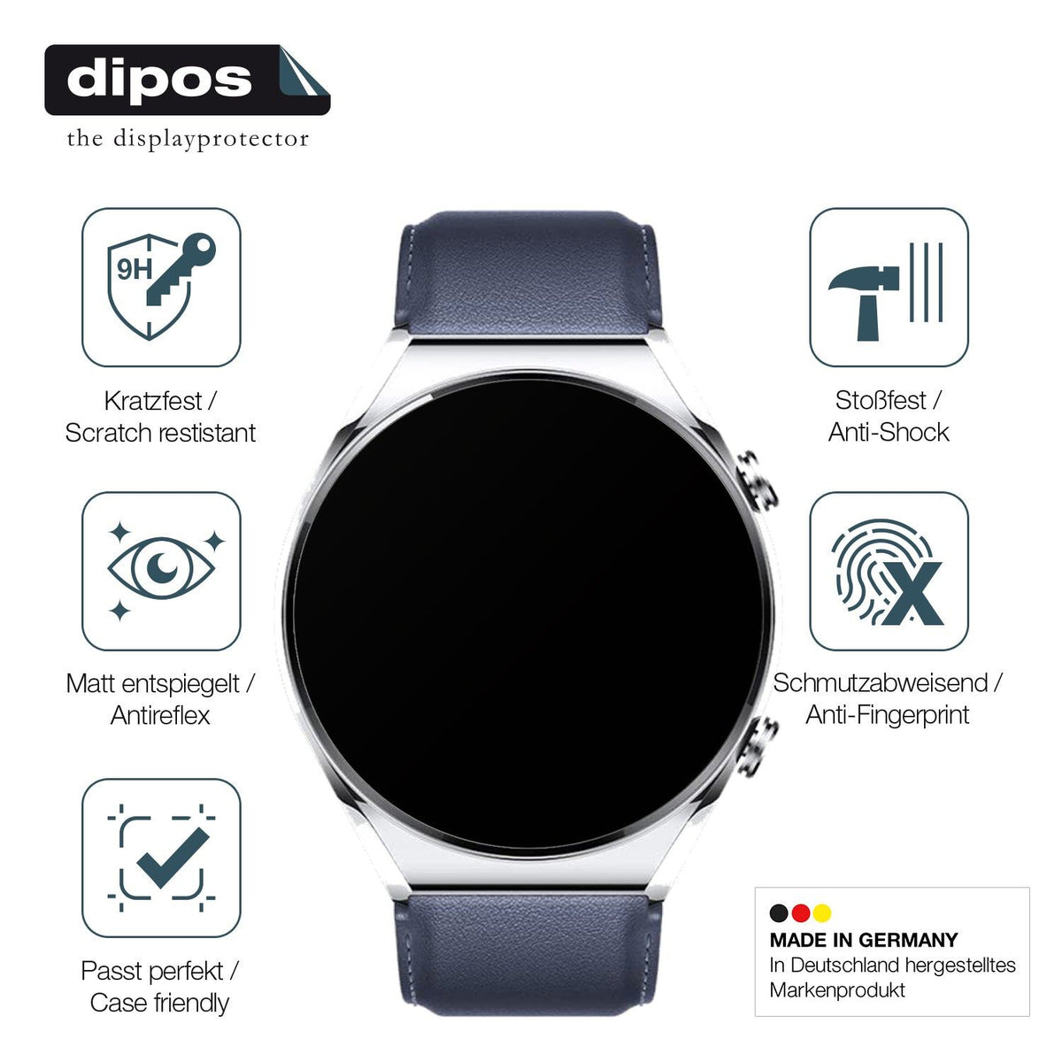 1x 9H Schutzfolie matt für Xiaomi Watch S1 Panzerfolie