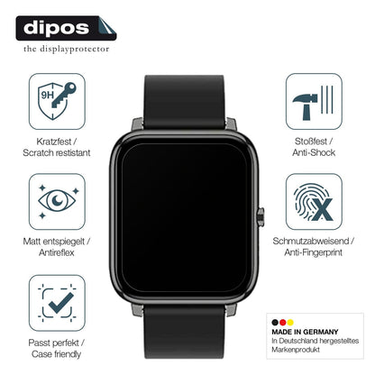 1x 9H Schutzfolie matt für Popglory Smartwatch Panzerfolie