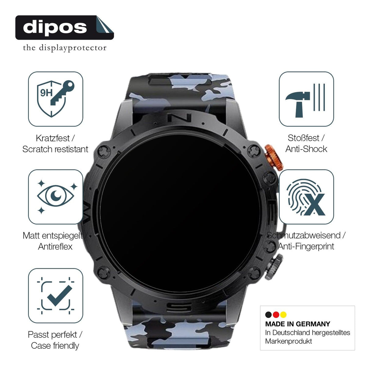2x 9H Schutzfolie matt für Lige 1.43 Zoll Smartwatch Panzerfolie