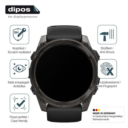2x 9H Schutzfolie matt für Garmin Fenix 7x Pro 51mm Panzerfolie