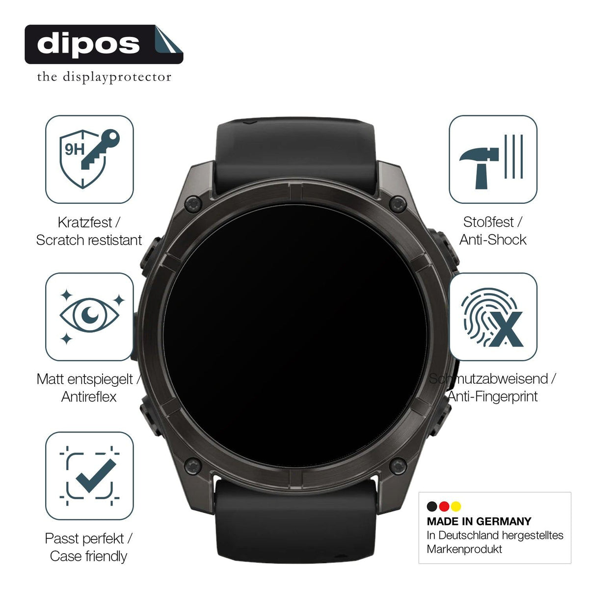 2x 9H Schutzfolie matt für Garmin Fenix 8 47mm Panzerfolie