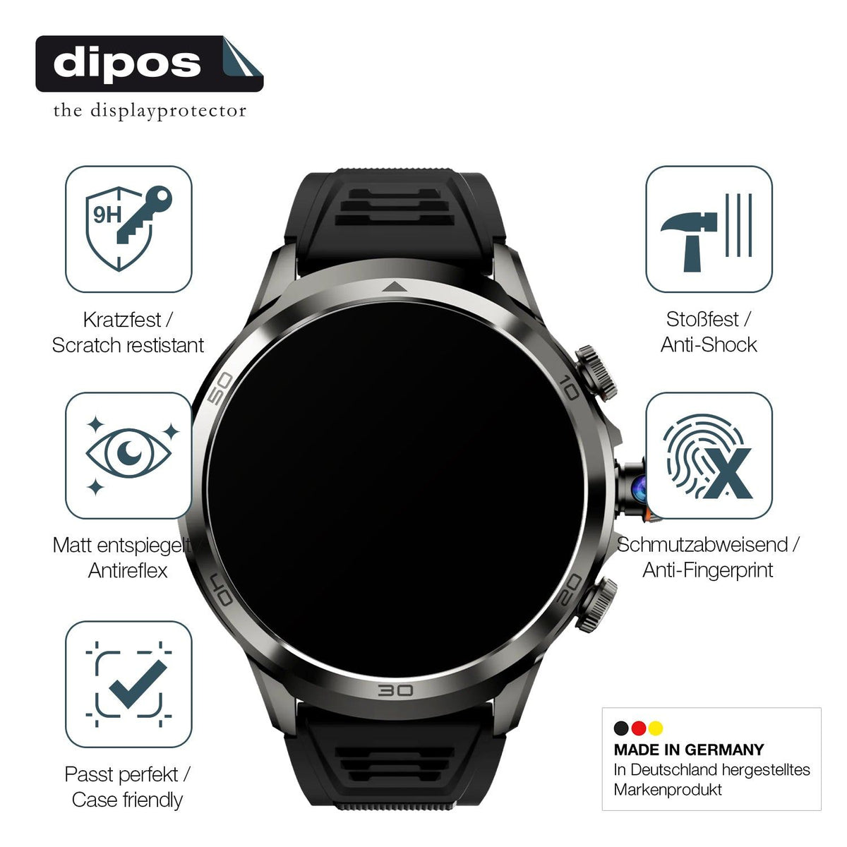 2x 9H Schutzfolie matt für Rogbid Model R2 Smartwatch Panzerfolie