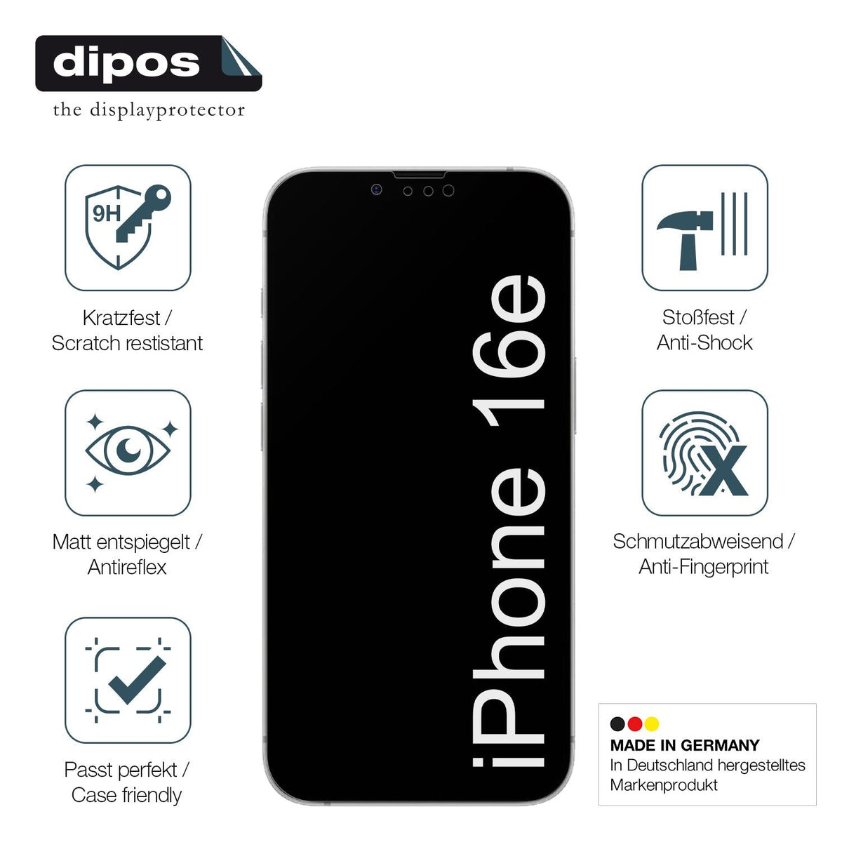 2x 9H Schutzfolie matt für Apple iPhone 16e Panzerfolie