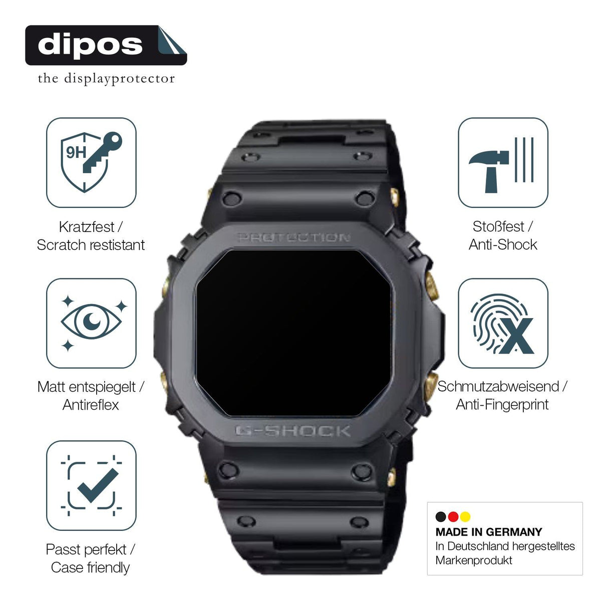 2x 9H Schutzfolie matt für Casio W-216H-1AV Eckig Panzerfolie