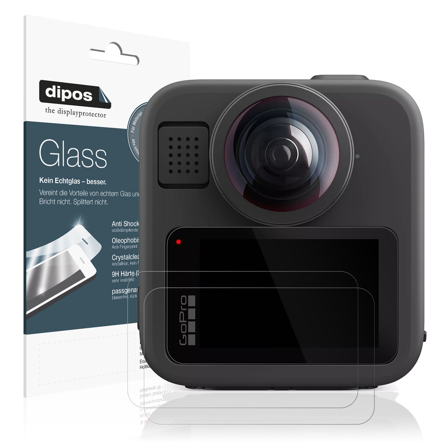 2x 9H Schutzfolie für GoPro Max 2 Panzerfolie