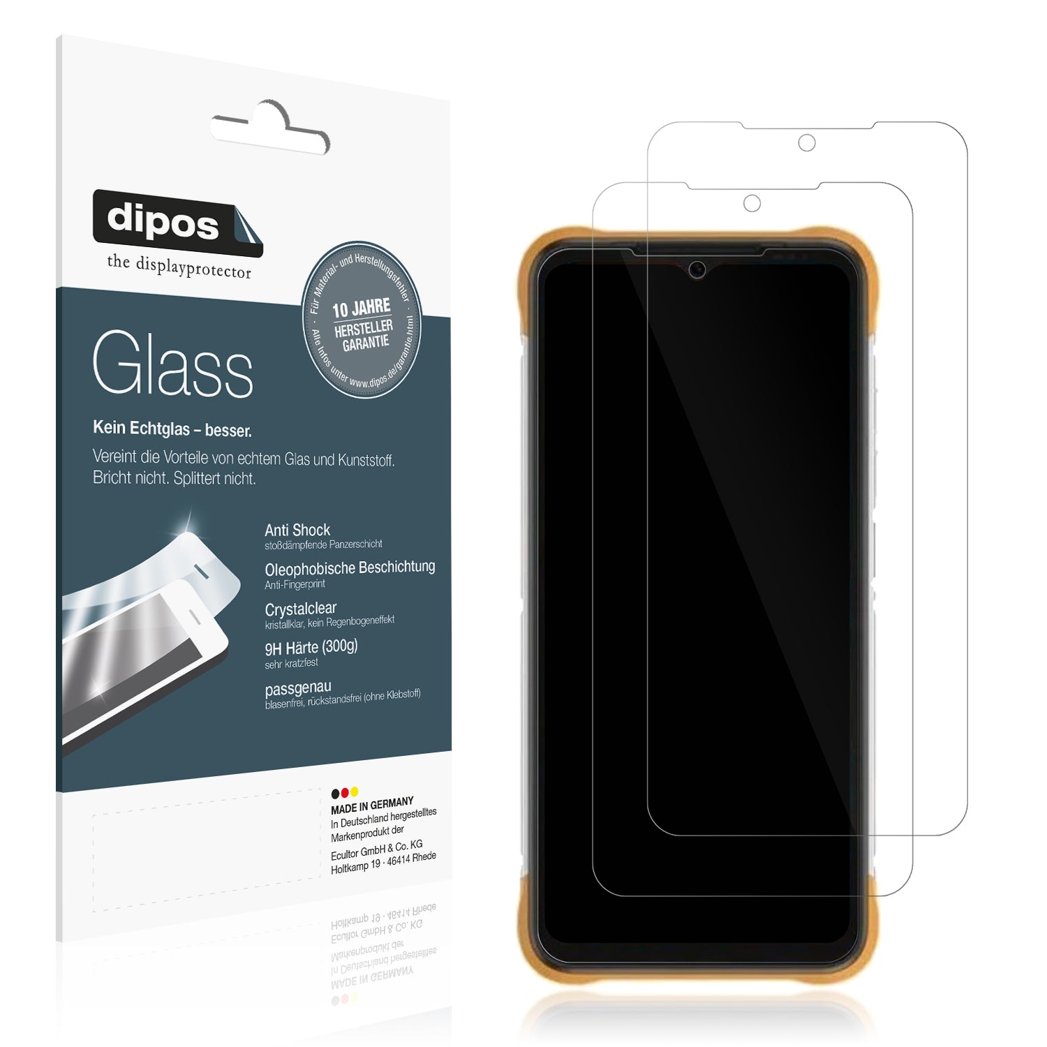 Klare Displayschutzfolie von dipos passend für Umidigi Bison X10, 9H kratzfest und blasenfrei montiert