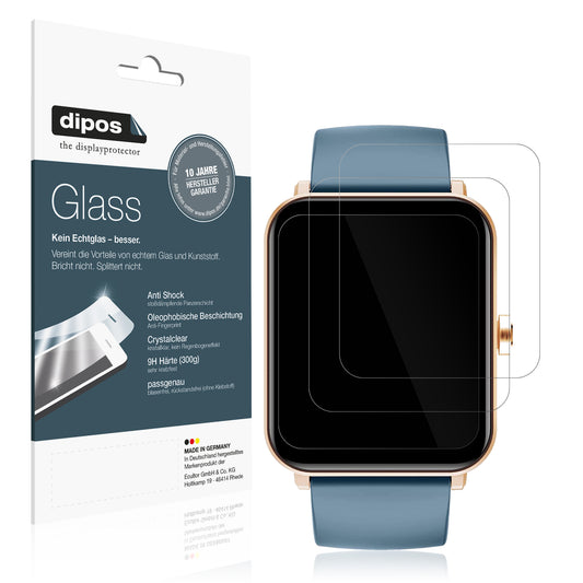 Klare Displayschutzfolie von dipos passend für Huakua G50 Smartwatch, 9H kratzfest und blasenfrei montiert