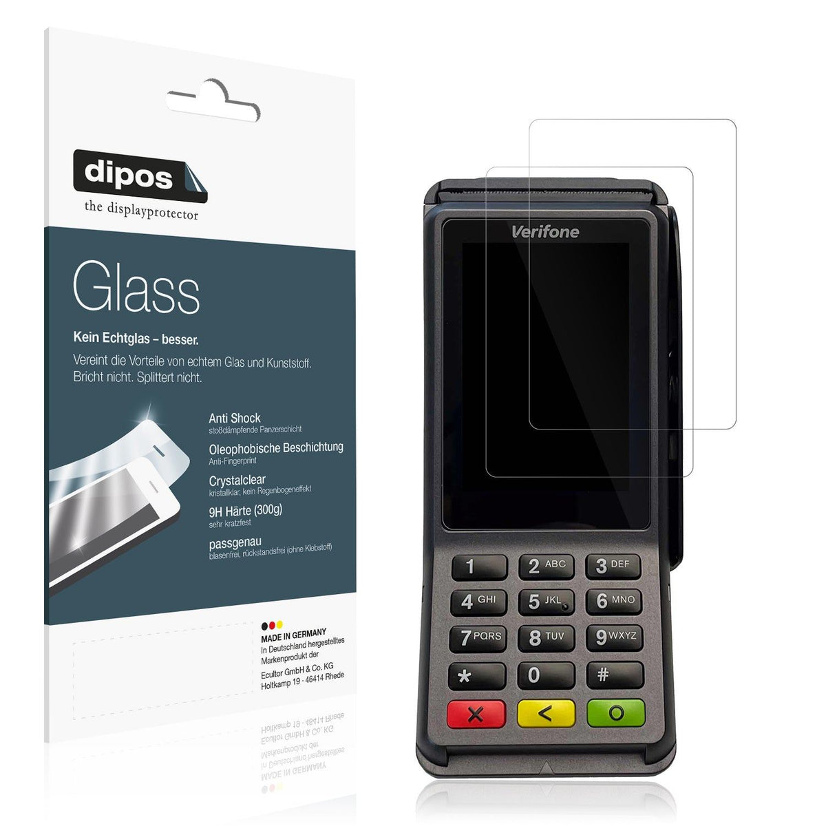 2x 9H Schutzfolie für Verifone V400c Panzerfolie