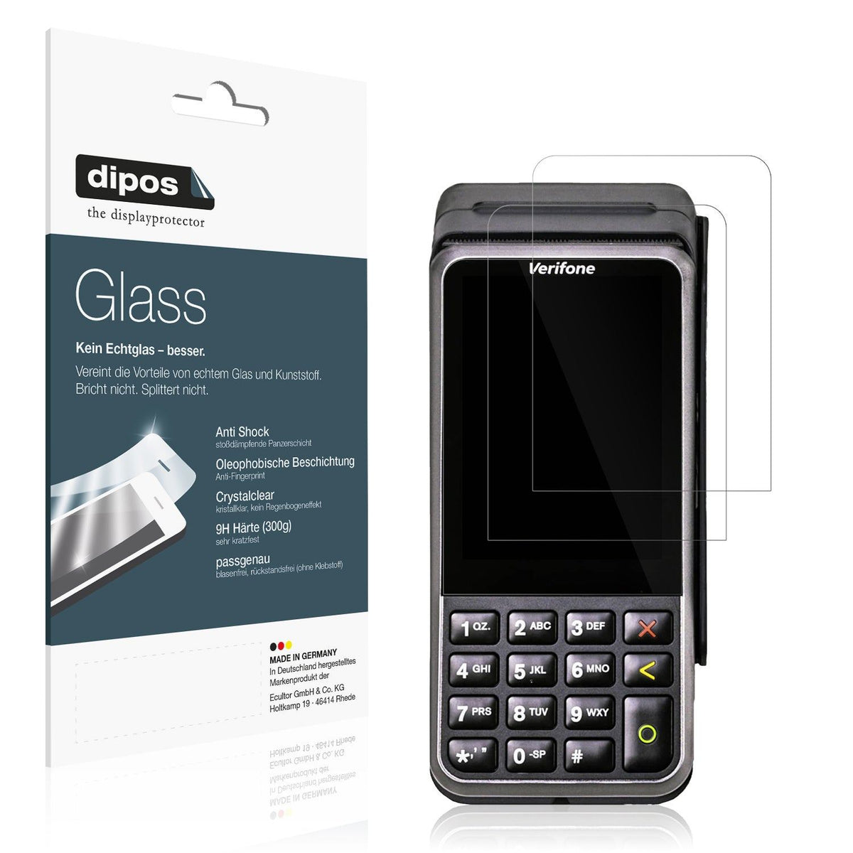 2x 9H Schutzfolie für Verifone V400m Panzerfolie