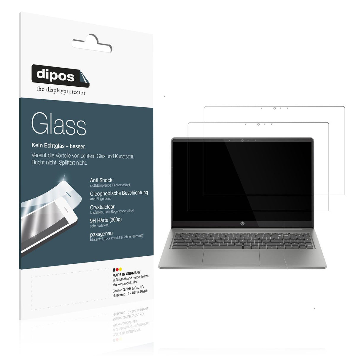 2x 9H Schutzfolie für HP Chromebook Plus 15a-nb Panzerfolie