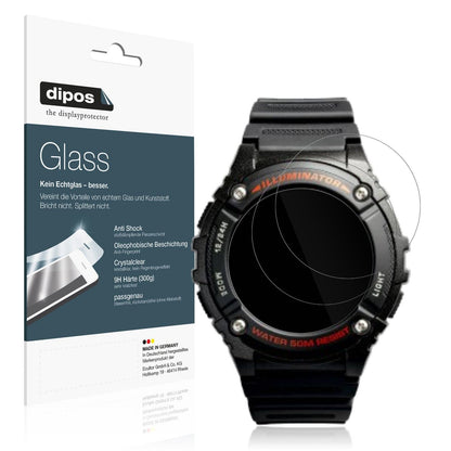 2x 9H Schutzfolie für Casio W-2016H-1AV Rund Panzerfolie
