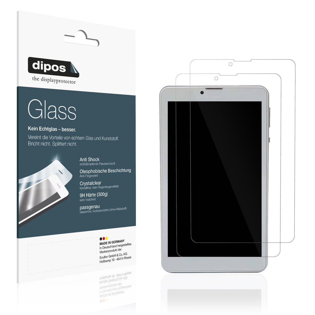 2x 9H Schutzfolie für Garsent 7 Zoll Tablet Panzerfolie