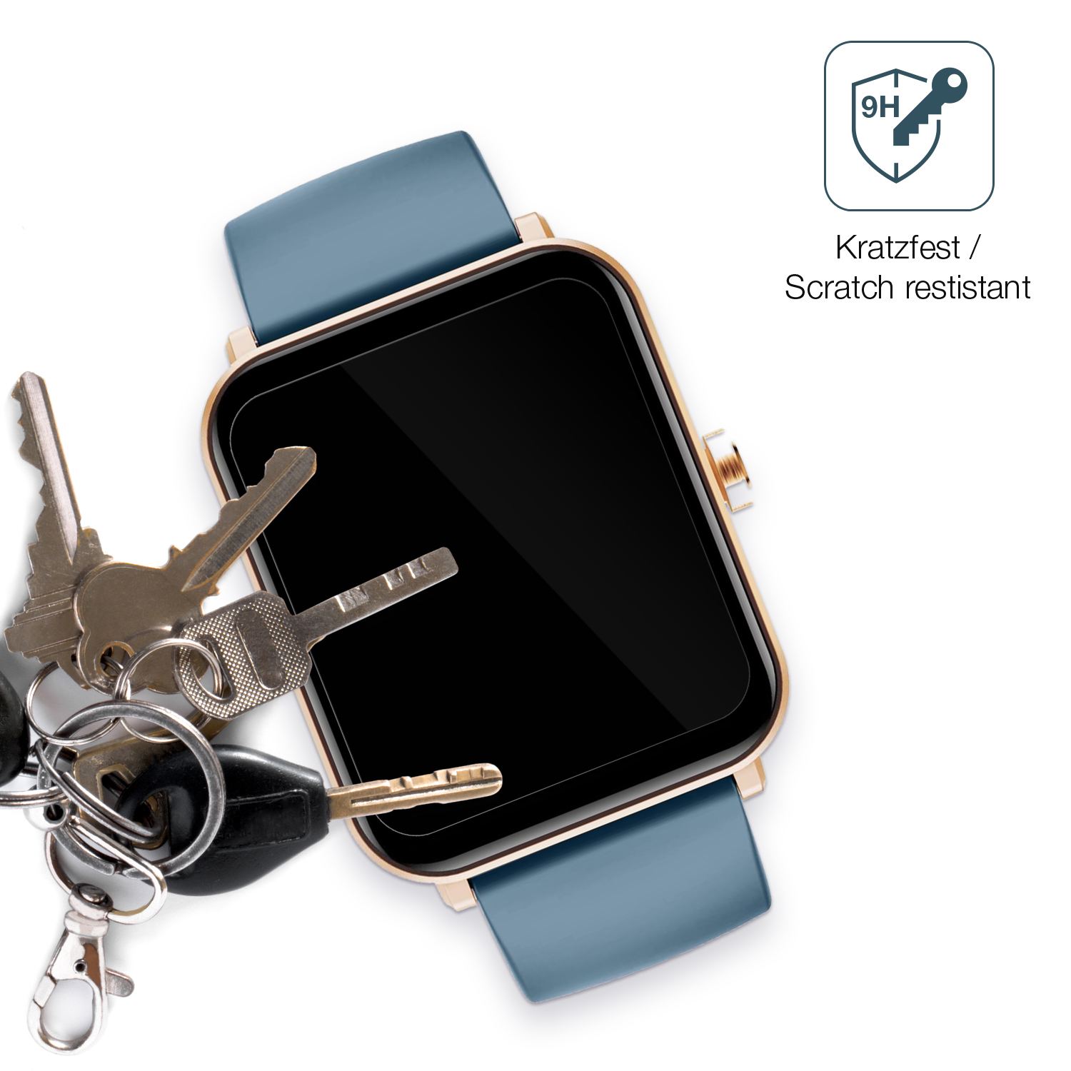 dipos Displayschutz für Huakua G50 Smartwatch, transparente Oberfläche, perfekte Passform auch für die Rundungen