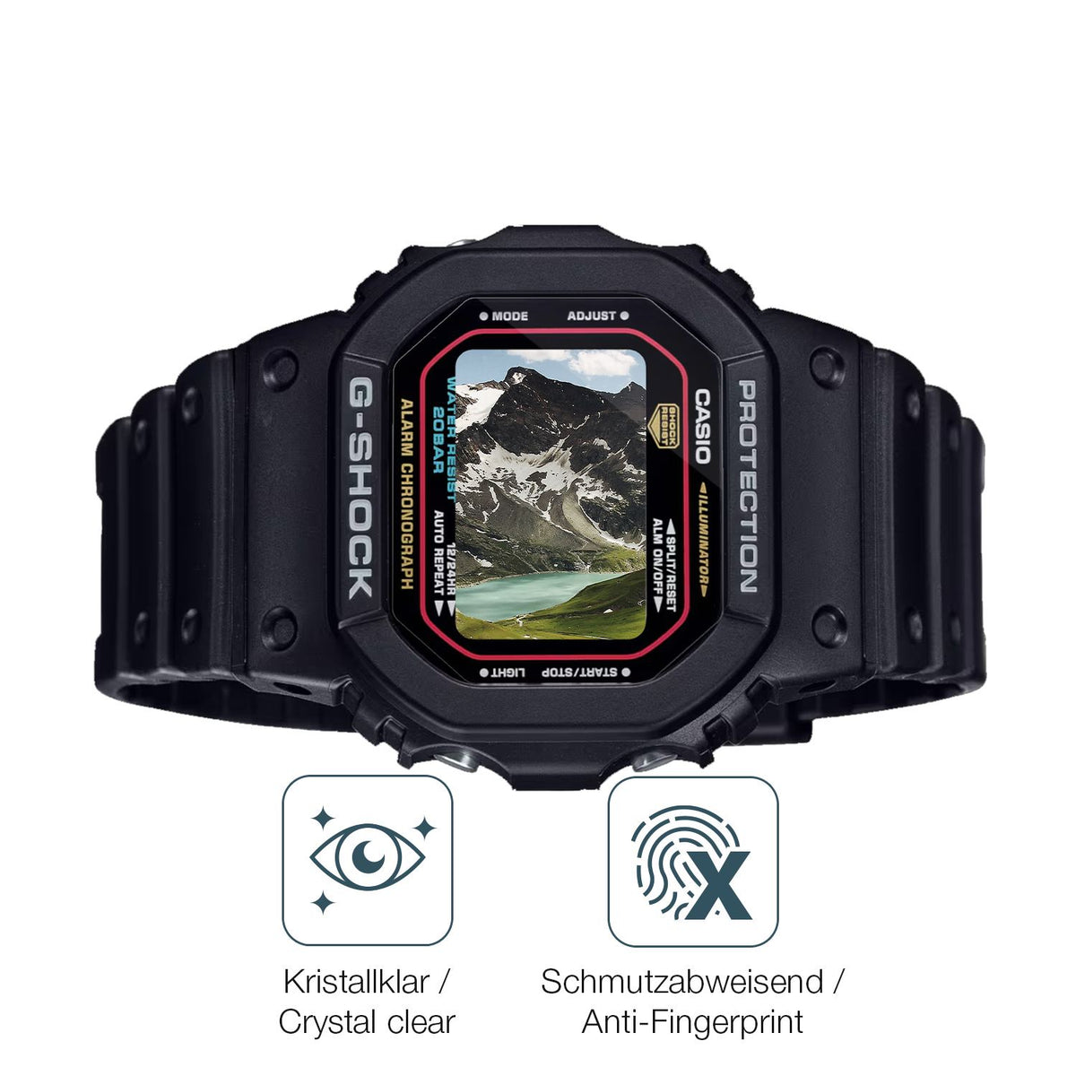 Schutz gegen Kratzer auf dem Casio G-Shock DW-5600RL-1 Glas durch Schlüssel oder Ähnliches