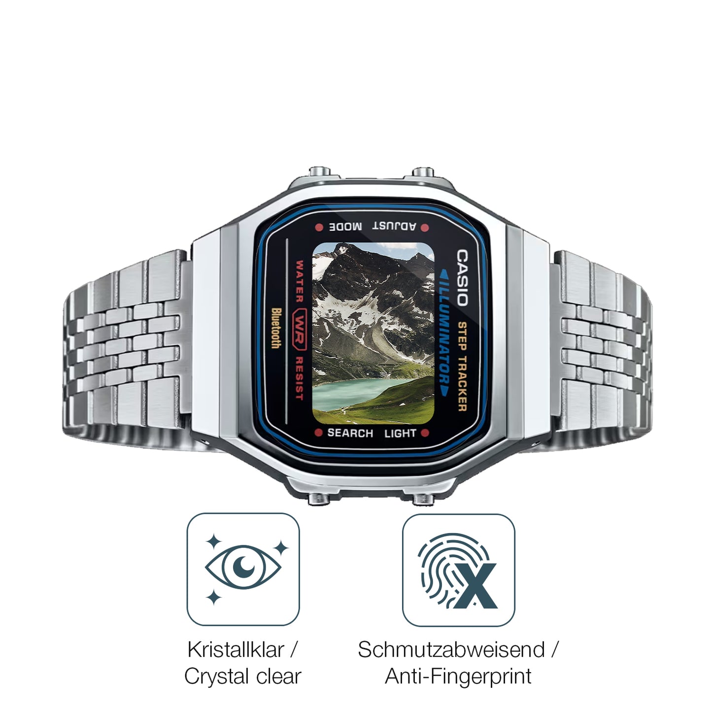 Schutz gegen Kratzer auf dem Casio Iconic ABL-100WE-1A Glas durch Schlüssel oder Ähnliches