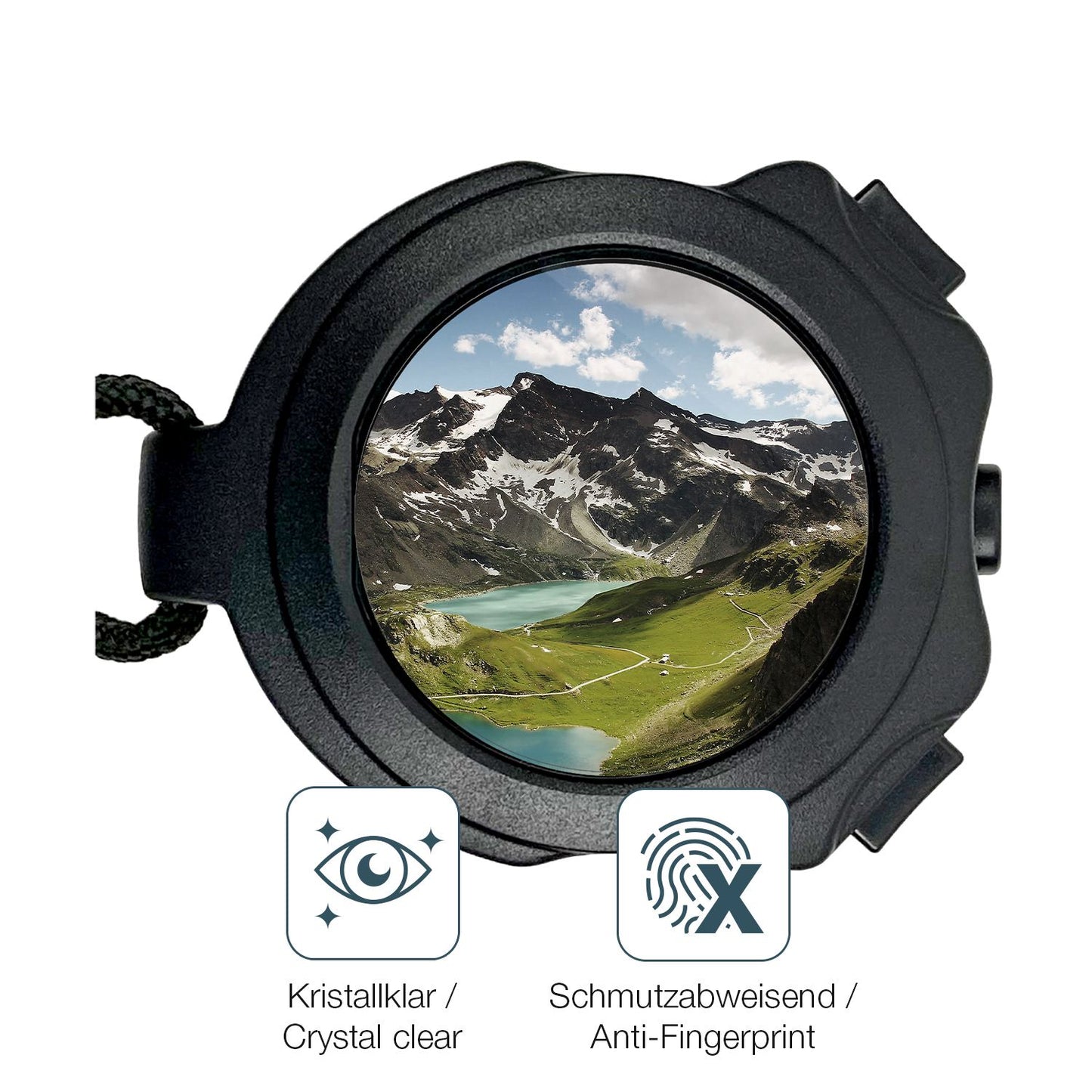 Schutz gegen Kratzer auf dem Stoptec Stoppuhr HC-5 Glas durch Schlüssel oder Ähnliches
