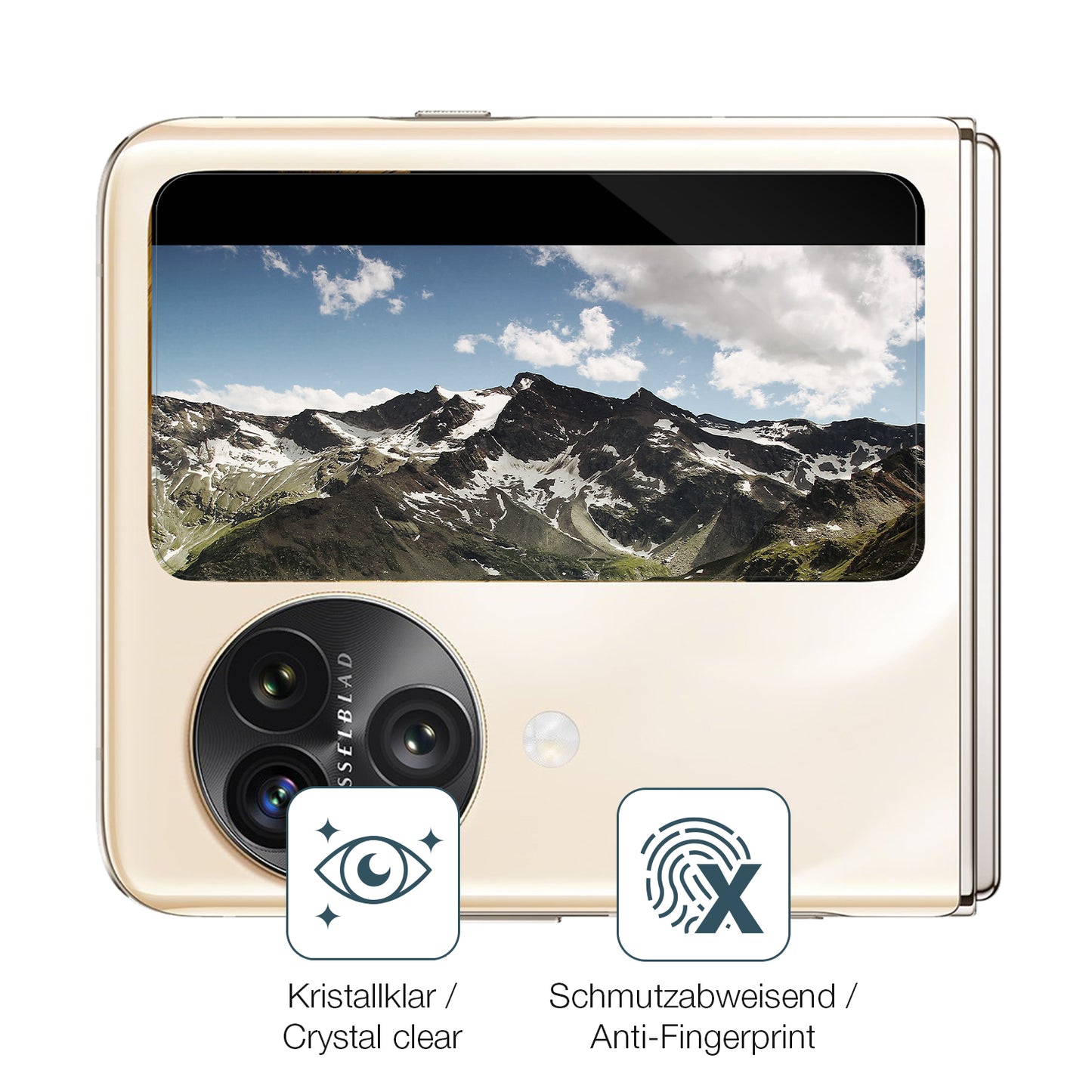 Schutz gegen Kratzer auf dem Oppo Find N3 Flip Aussenseite Glas durch Schlüssel oder Ähnliches