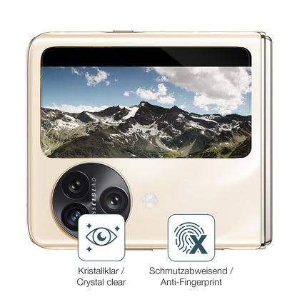 Schutz gegen Kratzer auf dem Oppo Find N3 Flip Aussenseite Glas durch Schlüssel oder Ähnliches