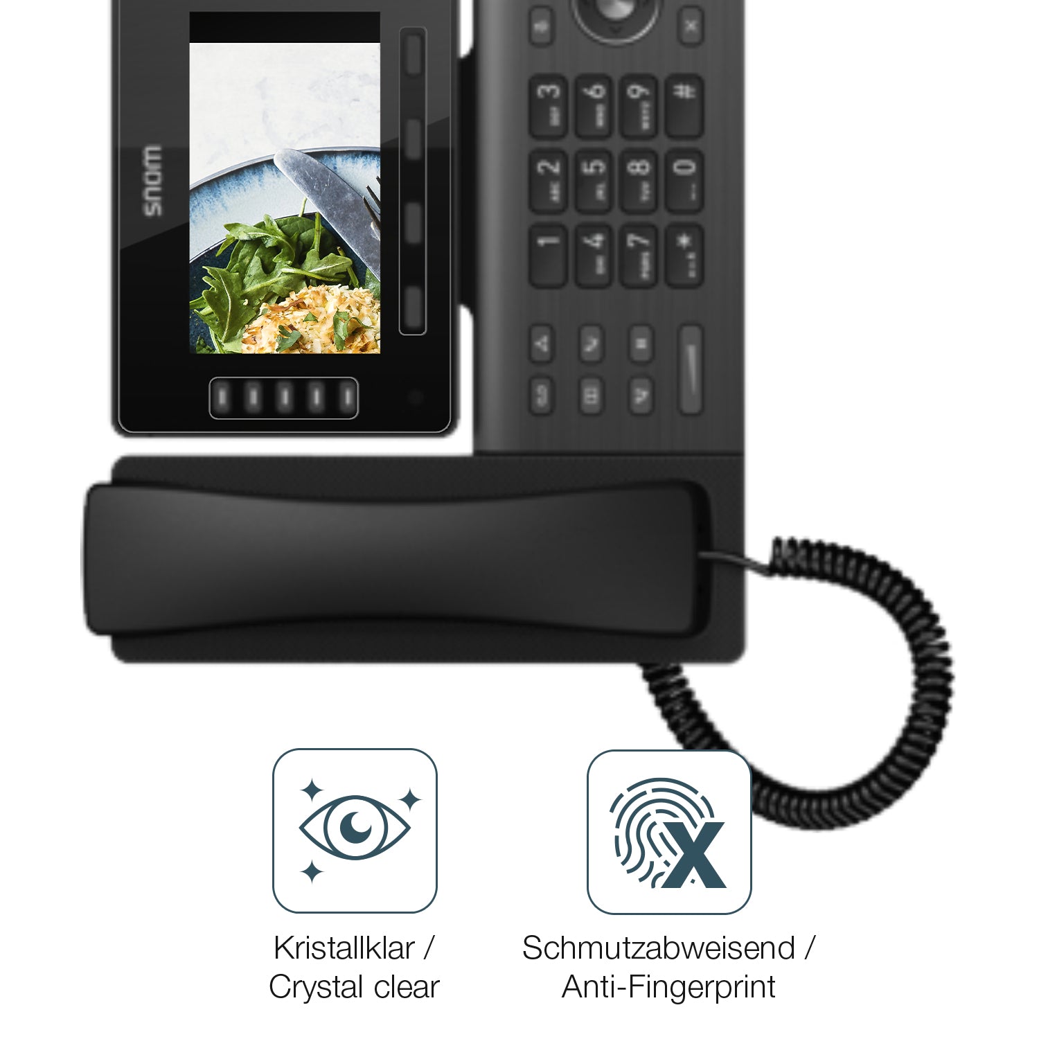 Schutz gegen Kratzer auf dem Snom D865 Glas durch Schlüssel oder Ähnliches