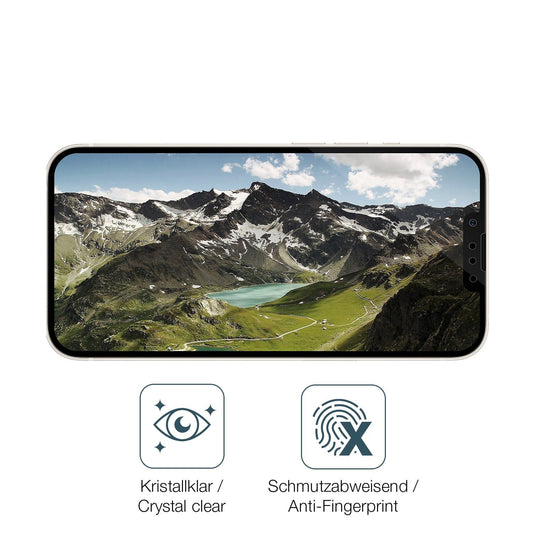 dipos Displayschutz für Apple iPhone 13 mini, transparente Oberfläche, perfekte Passform auch für die Rundungen