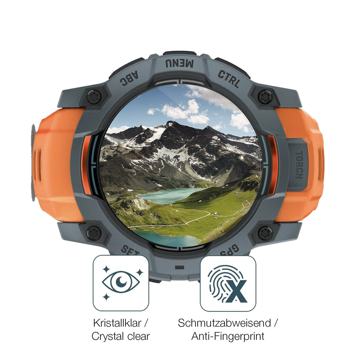 2x 9H Schutzfolie für Garmin Instinct 3 Solar (50 mm) Panzerfolie