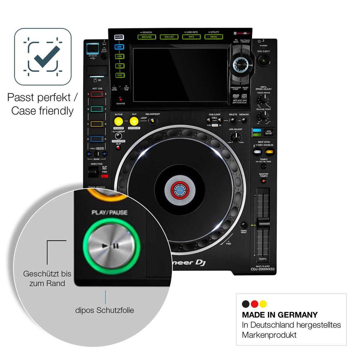 2x 9H Schutzfolie für Pioneer CDJ-2000NXS2 Display Panzerfolie