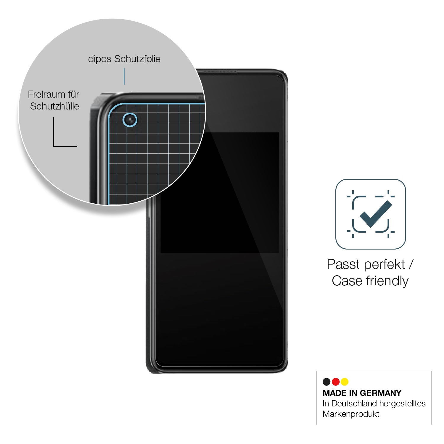 Besonders flexibler Displayschutz mit Anti-Shock-Schicht im Materialmix