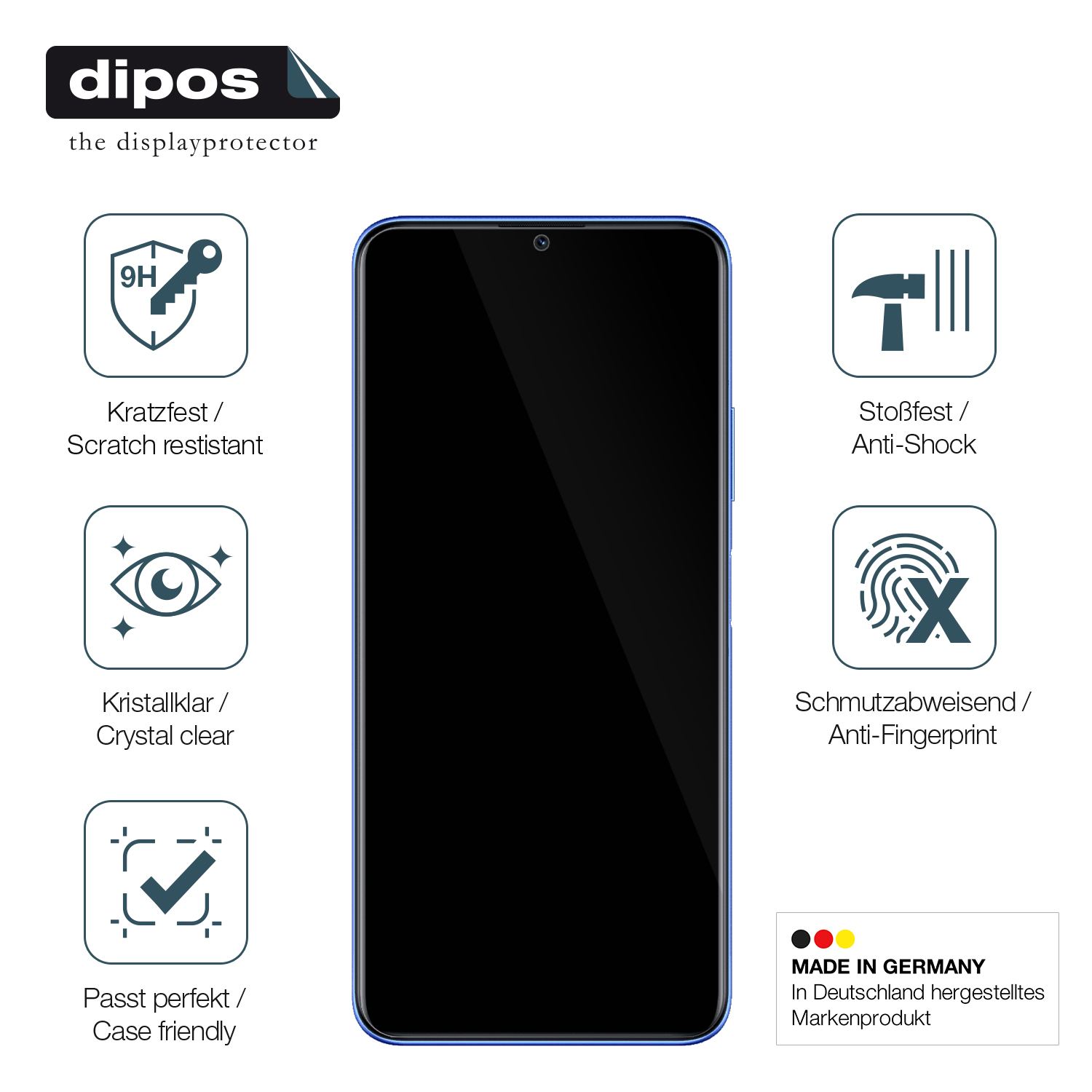 Displayschutz hergestellt in Deutschland, höchste Qualität made in Germany