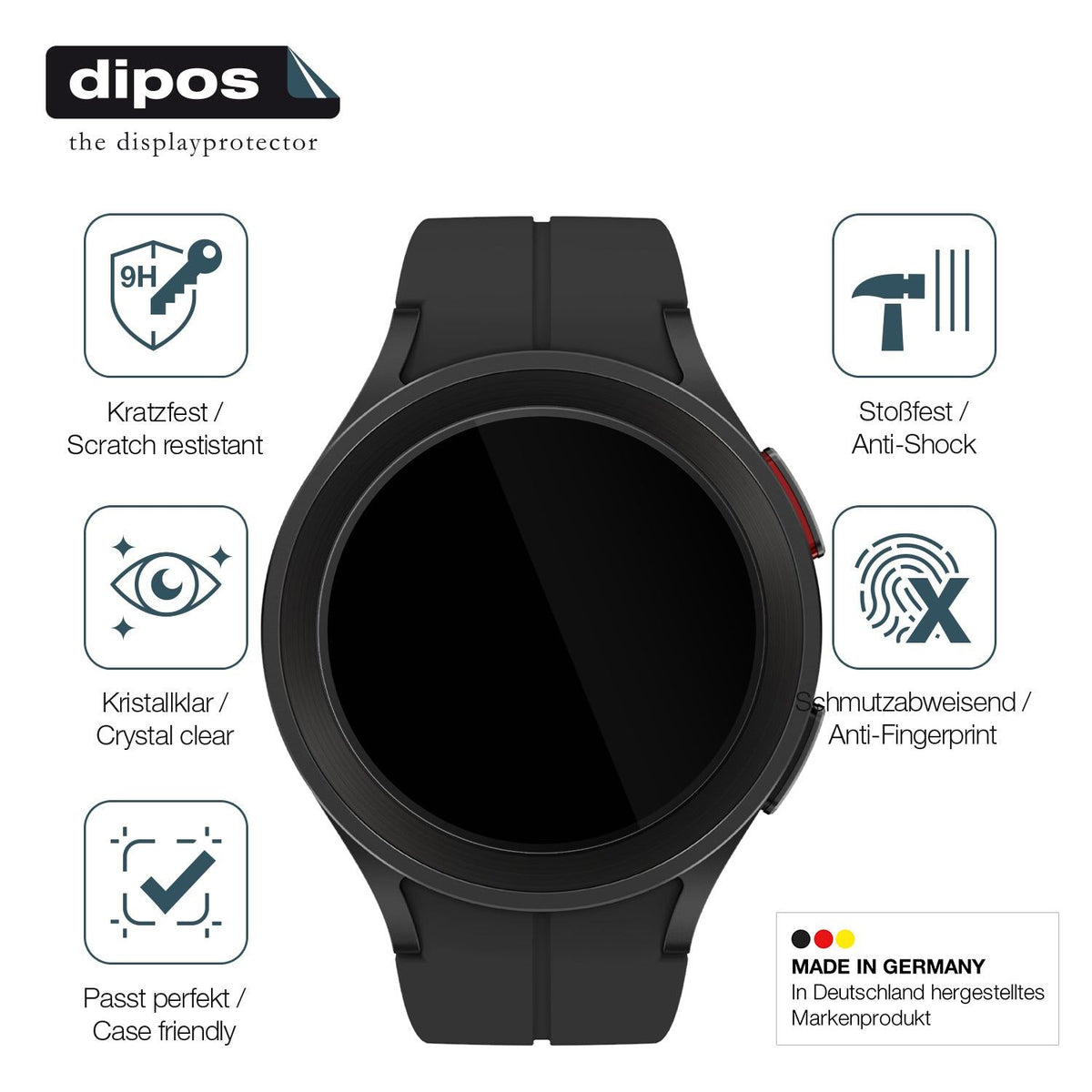 2x 9H Schutzfolie für Samsung Galaxy Watch 5 Pro Panzerfolie