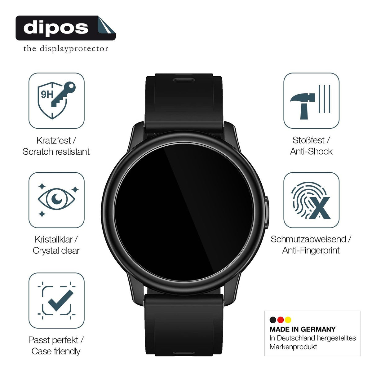 2x 9H Schutzfolie für Cillso 1,3 Zoll Smartwatch Panzerfolie